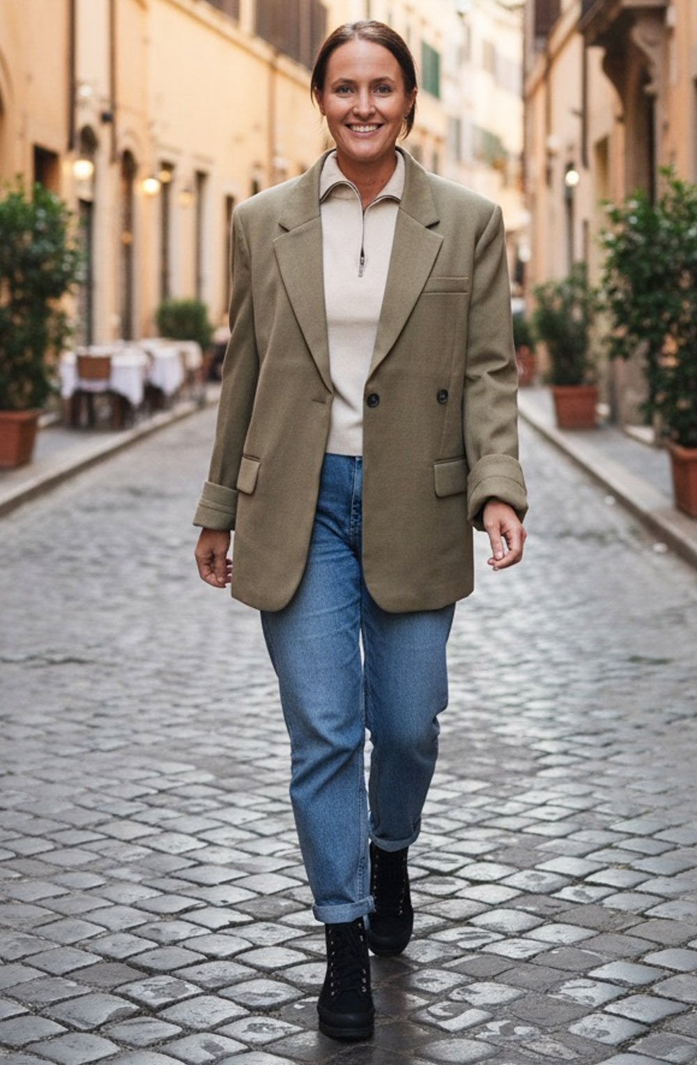 Capers Melange Oversized Loose Fit Blazer