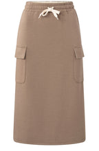 Caribou Brown Jersey Cargo Midi Skirt
