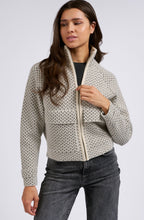 Chalk White and Anthracite Patterned Knit Jacket