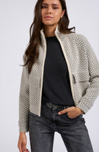 Chalk White and Anthracite Patterned Knit Jacket