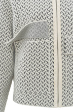 Chalk White and Anthracite Patterned Knit Jacket