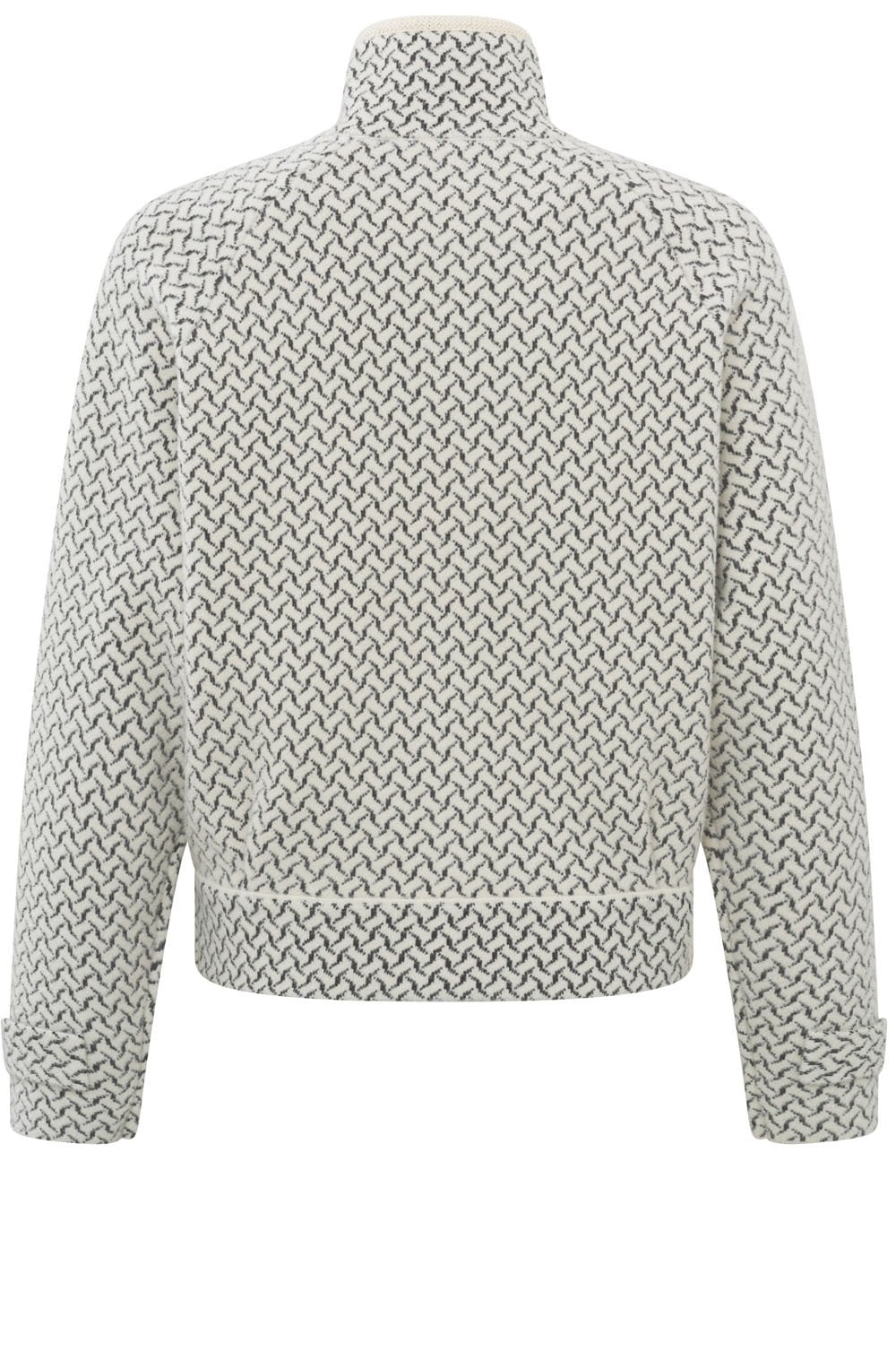 Chalk White and Anthracite Patterned Knit Jacket