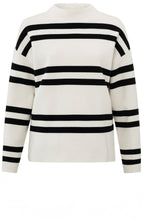 Chalk White Striped Turtle Neck Jumper