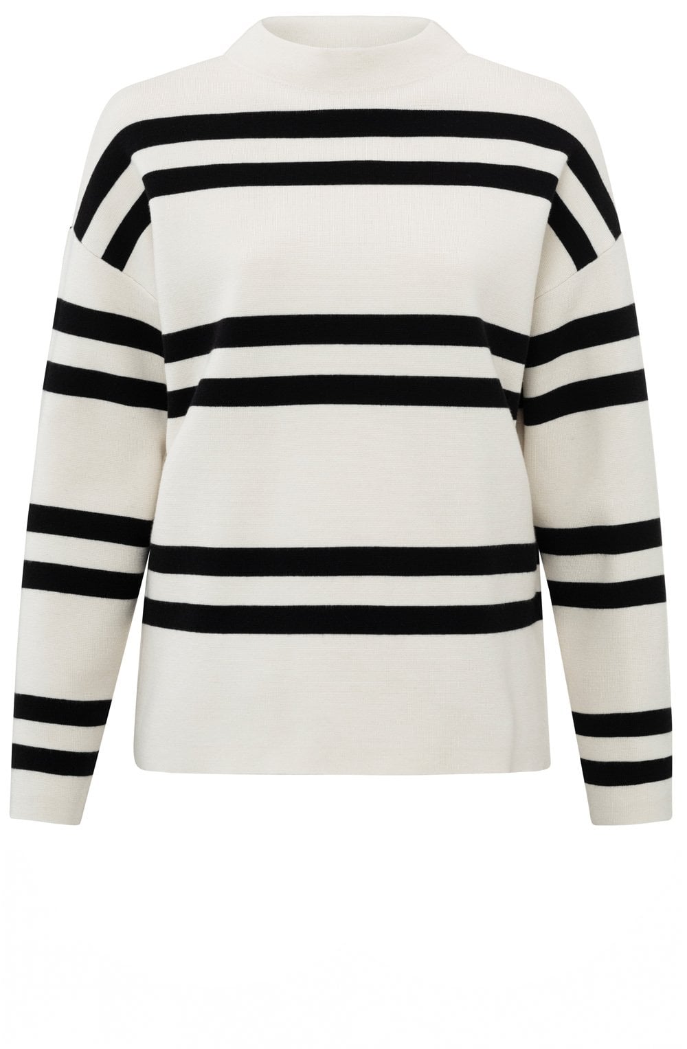 Chalk White Striped Turtle Neck Jumper