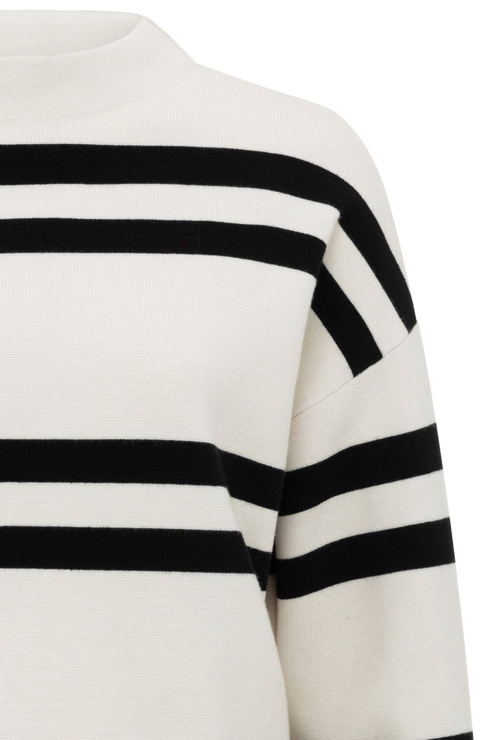 Chalk White Striped Turtle Neck Jumper