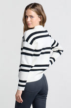 Chalk White Striped Turtle Neck Jumper