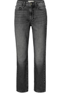 Dark Grey Denim High Waist Straight Leg Jeans