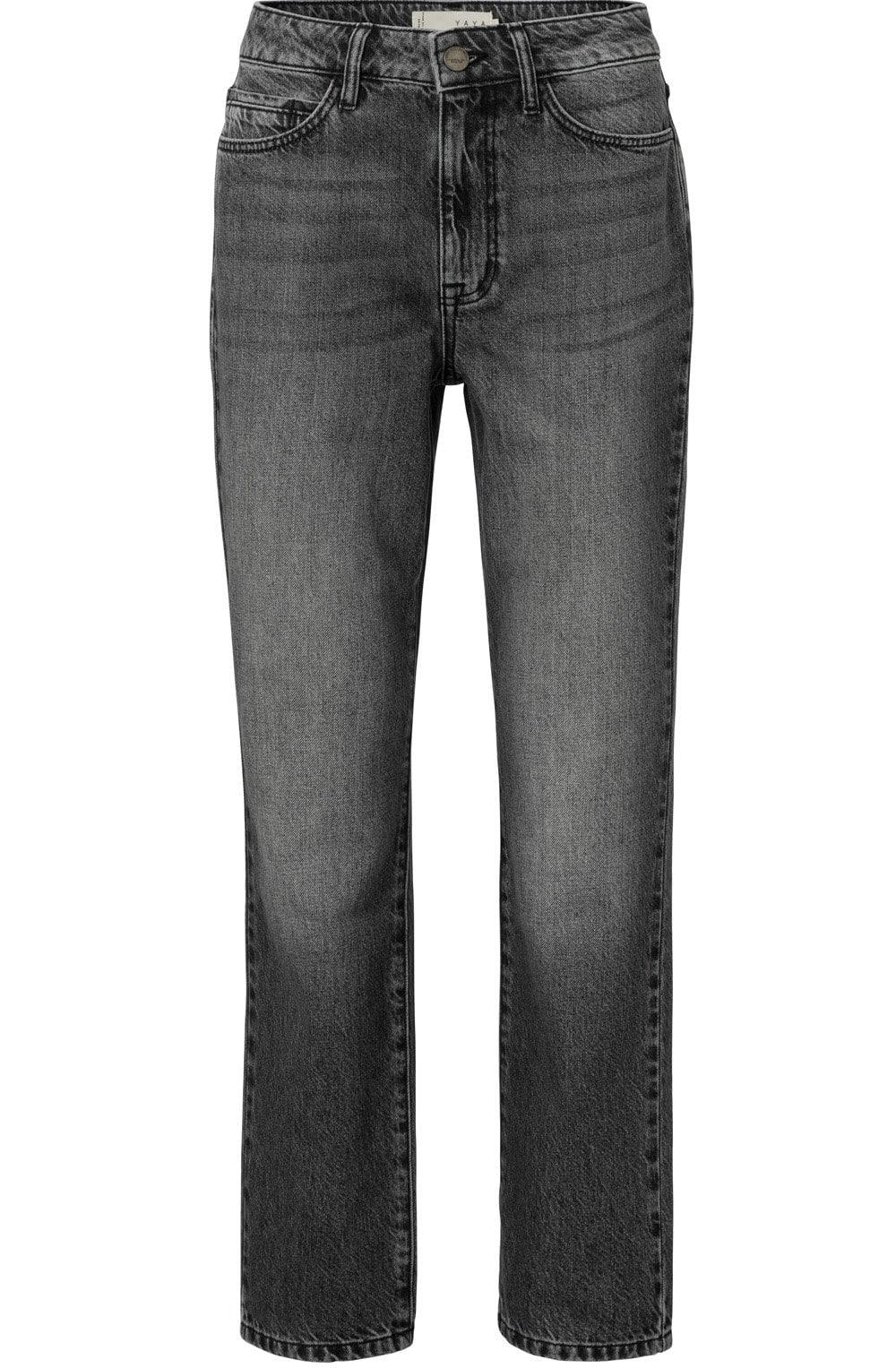 Dark Grey Denim High Waist Straight Leg Jeans