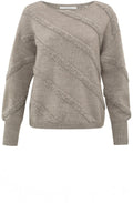 Dove Grey Beige Diagonal Textured Knit Jumper