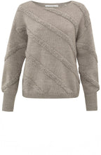 Dove Grey Beige Diagonal Textured Knit Jumper