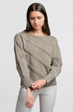 Dove Grey Beige Diagonal Textured Knit Jumper