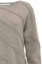 Dove Grey Beige Diagonal Textured Knit Jumper