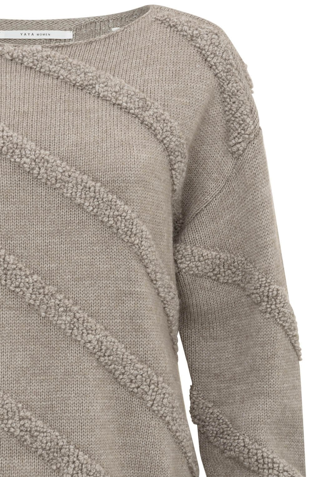 Dove Grey Beige Diagonal Textured Knit Jumper