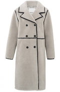 Dove Grey Double Breasted Long Teddy Coat