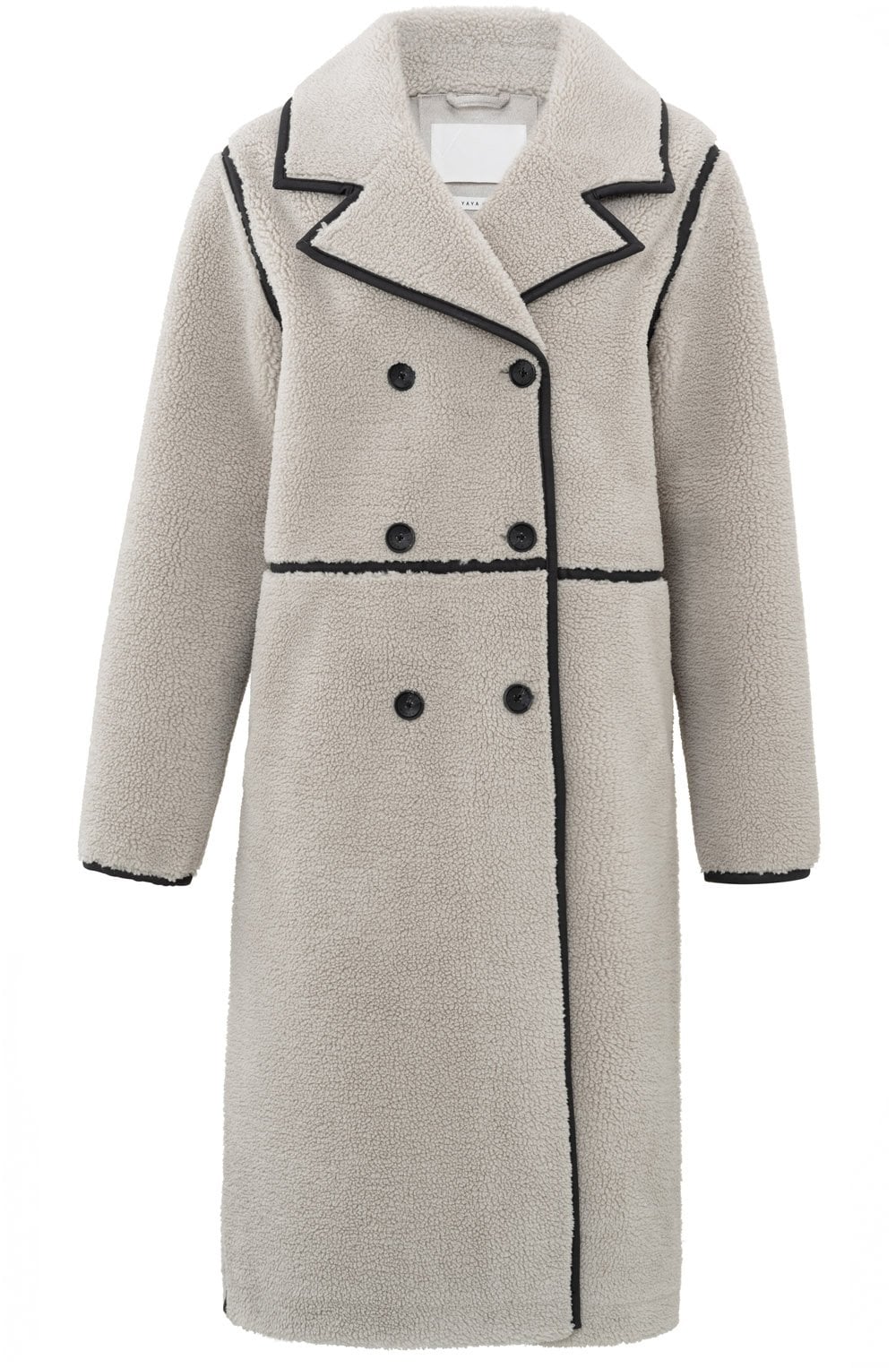 Dove Grey Double Breasted Long Teddy Coat