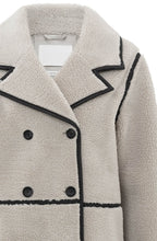 Dove Grey Double Breasted Long Teddy Coat