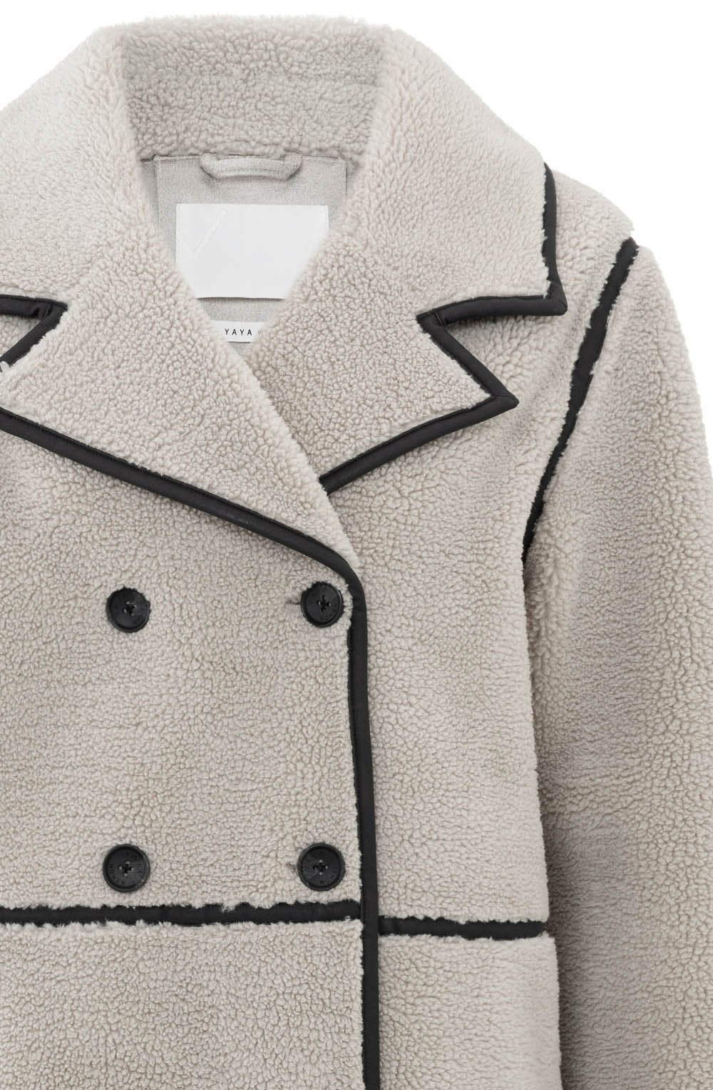 Dove Grey Double Breasted Long Teddy Coat
