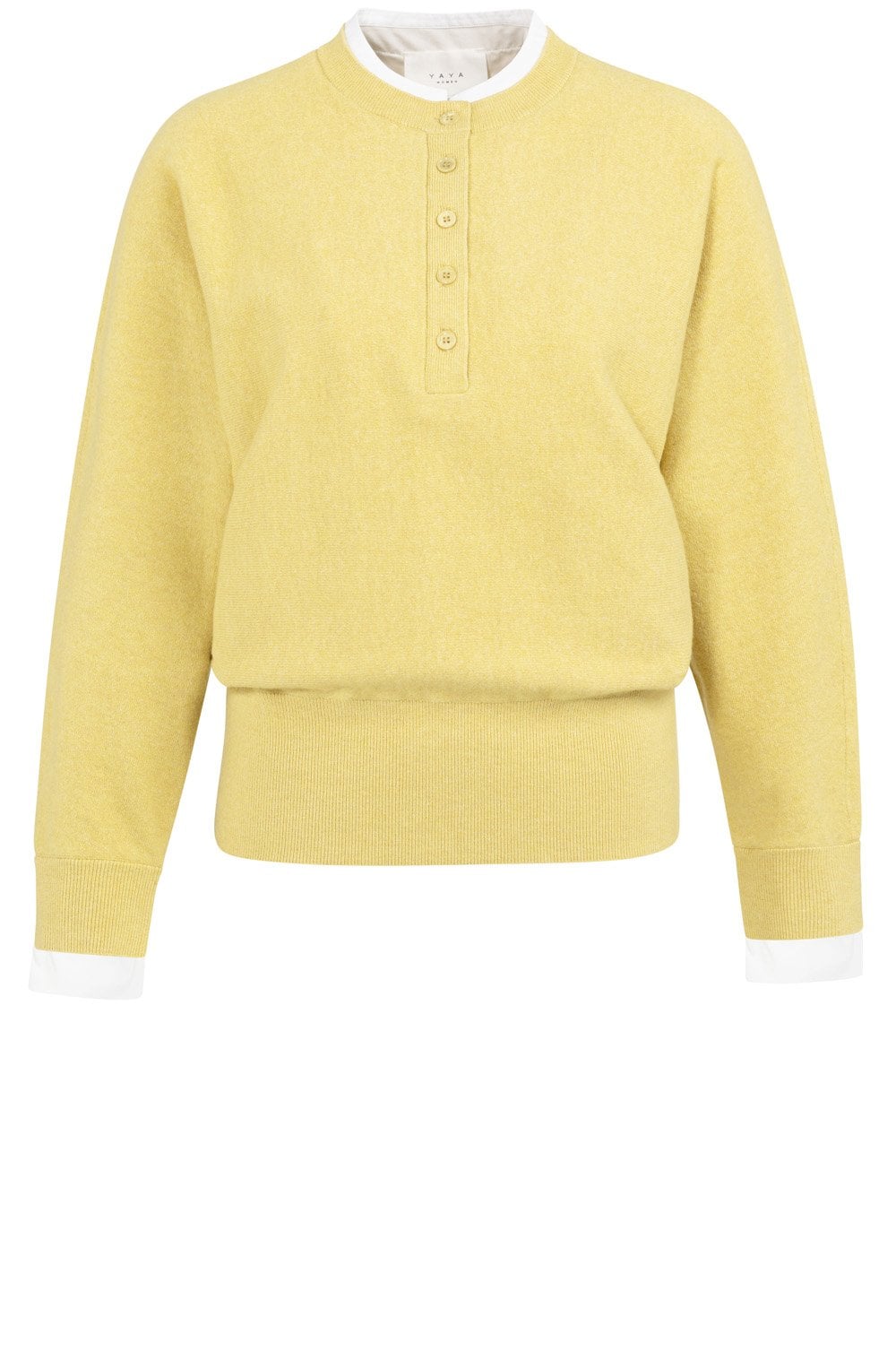 Dried Moss Green Layered Effect Jumper with Buttons