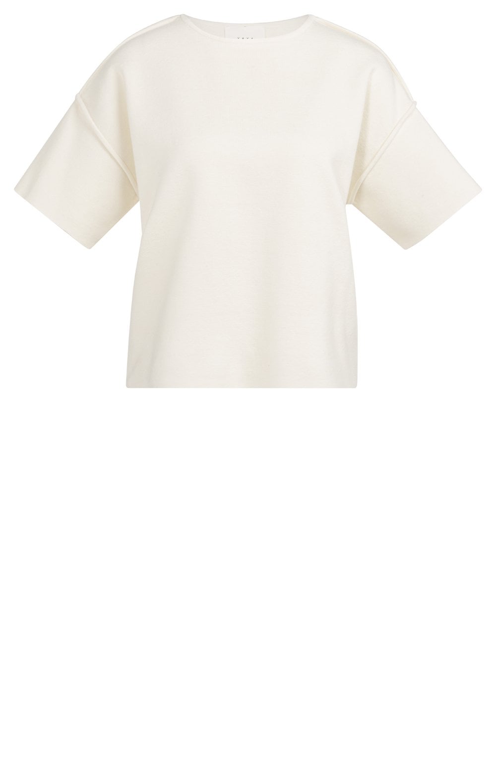 Ecru Cream Seam Detail Knitted T-Shirt