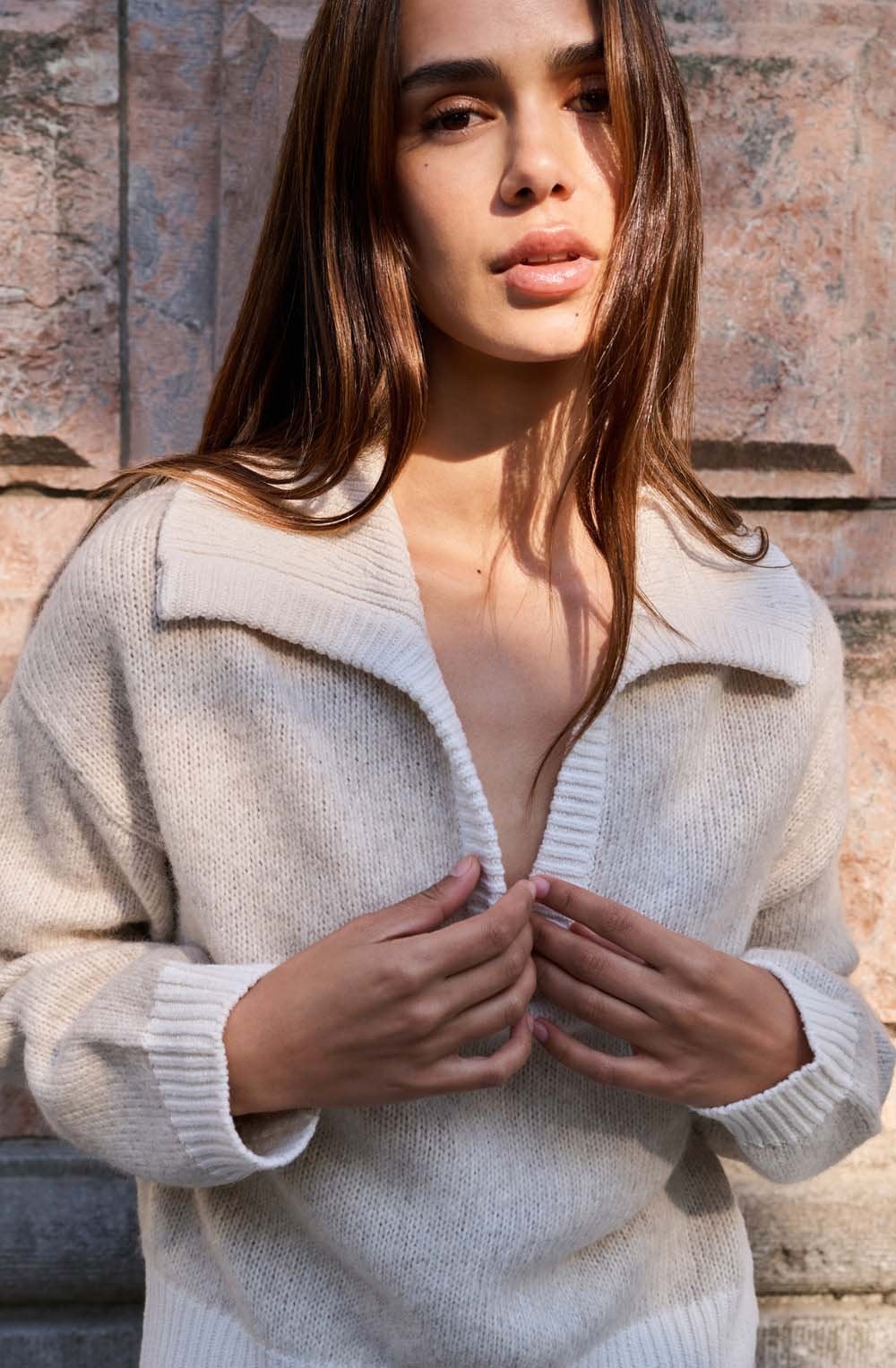 Heather Grey Collared V Neck Jumper