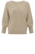 Humus Beige Boat Neck Jacquard Jumper