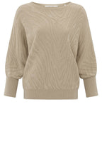 Humus Beige Boat Neck Jacquard Jumper