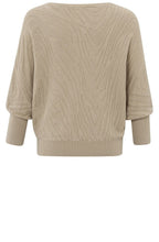 Humus Beige Boat Neck Jacquard Jumper
