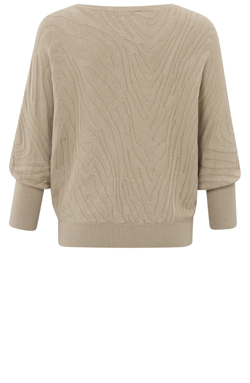 Humus Beige Boat Neck Jacquard Jumper