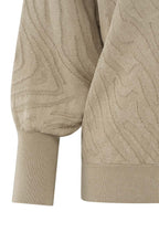 Humus Beige Boat Neck Jacquard Jumper