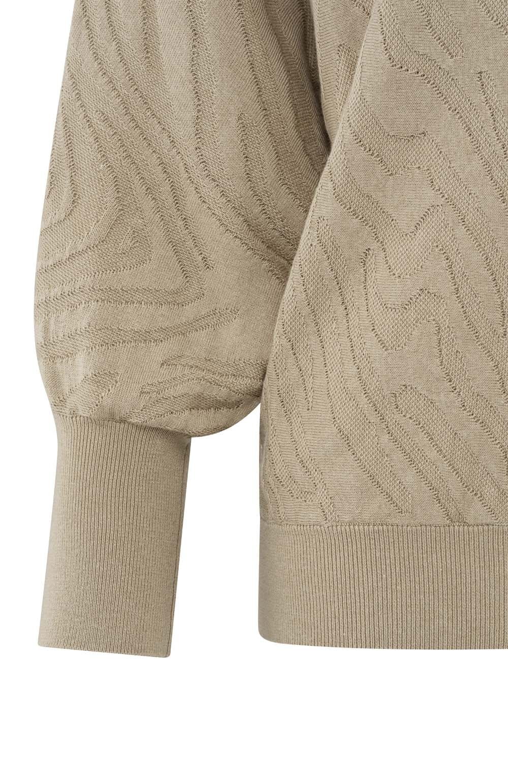 Humus Beige Boat Neck Jacquard Jumper
