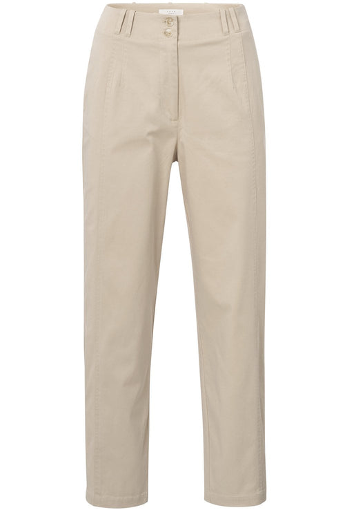 Humus Beige High Waist Cotton Trousers