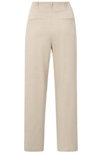 Humus Beige High Waist Cotton Trousers