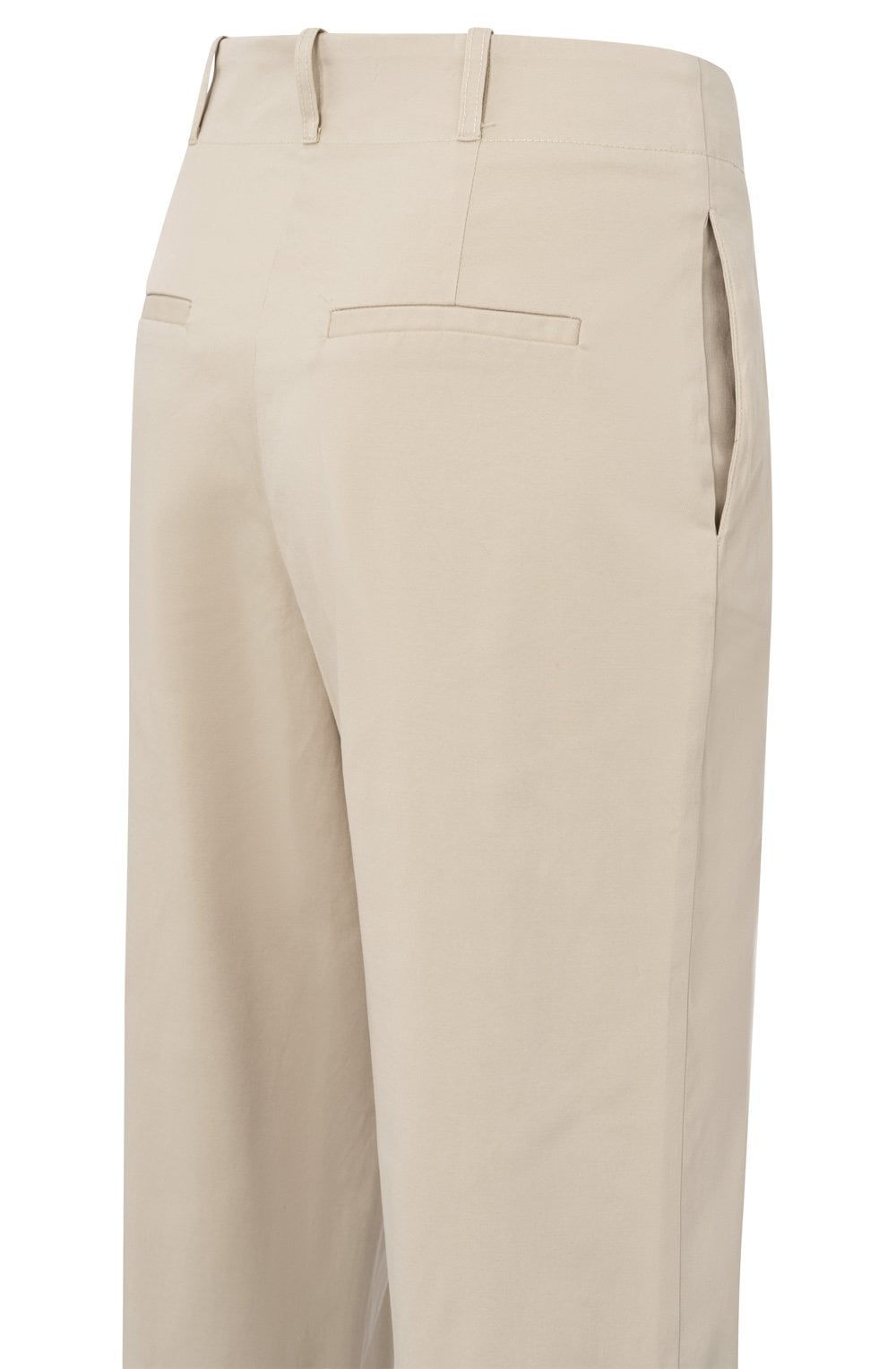 Humus Beige High Waist Cotton Trousers