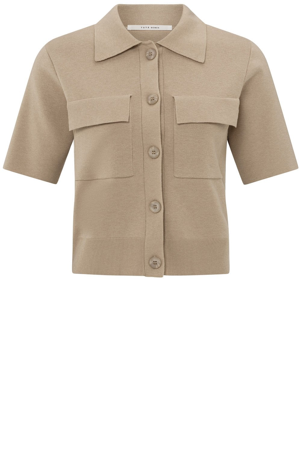 Humus Beige Short Sleeved Cardigan