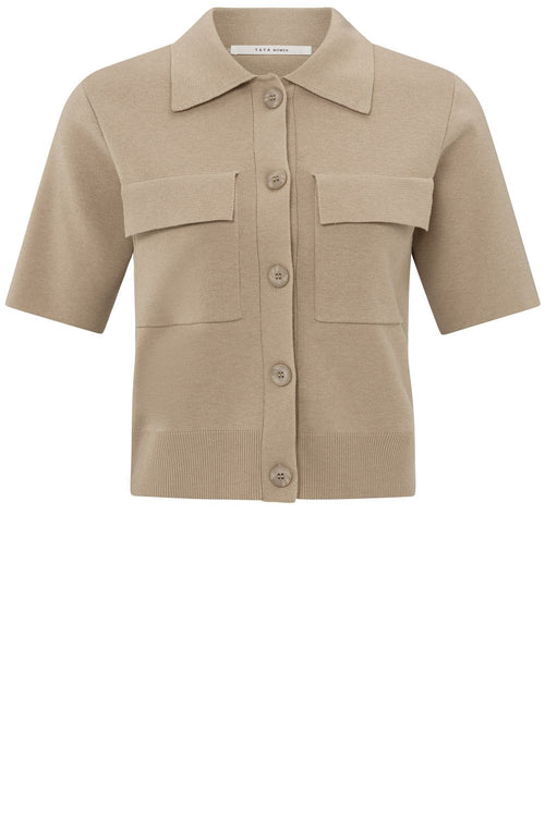 Humus Beige Short Sleeved Cardigan