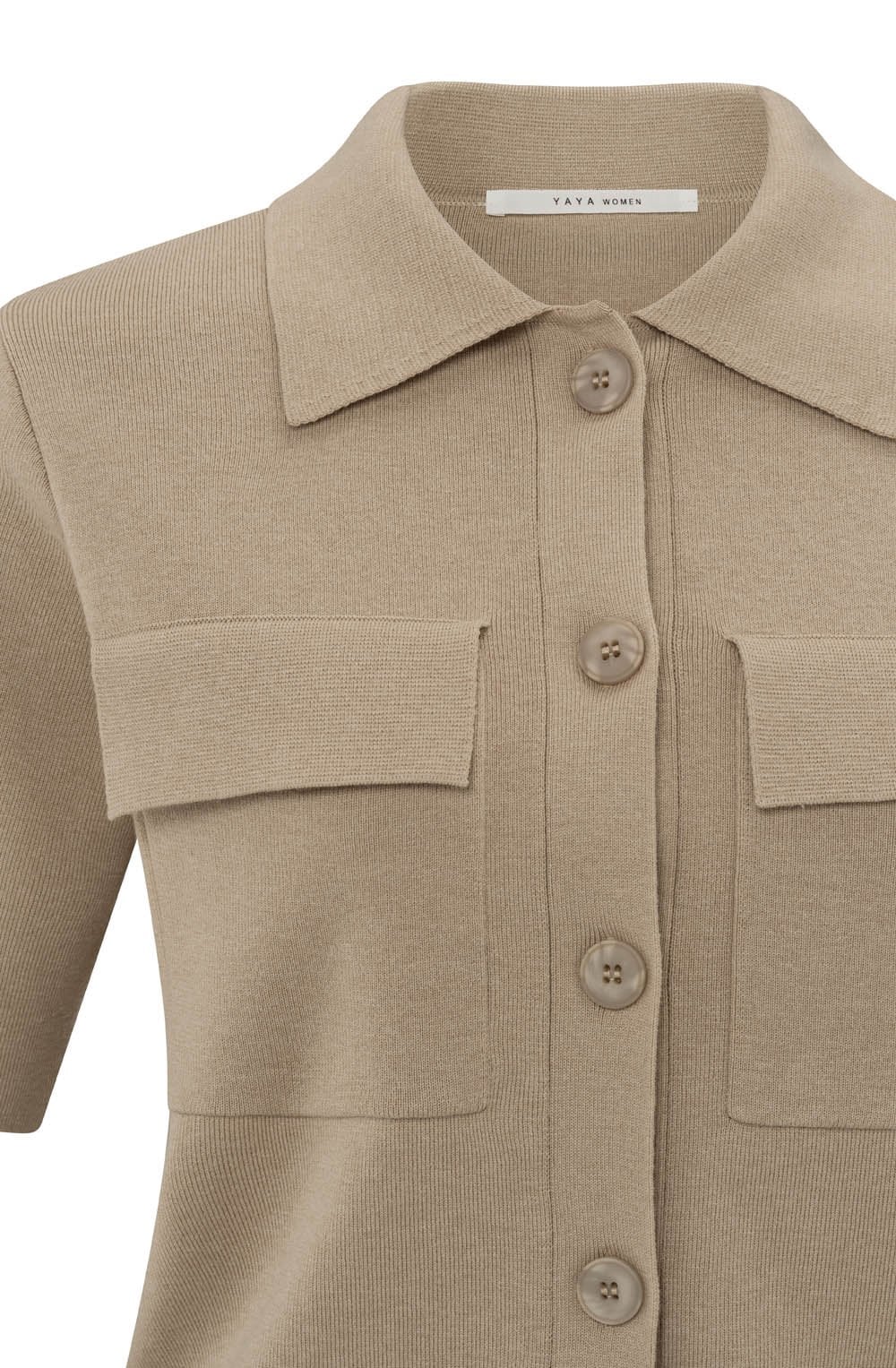 Humus Beige Short Sleeved Cardigan
