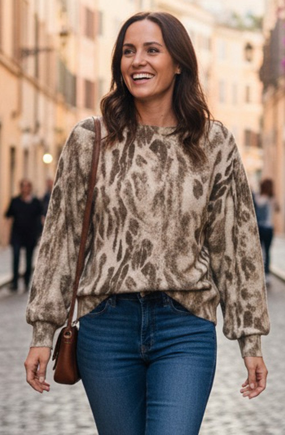 Khaki Beige Patterned Super Soft Jumper