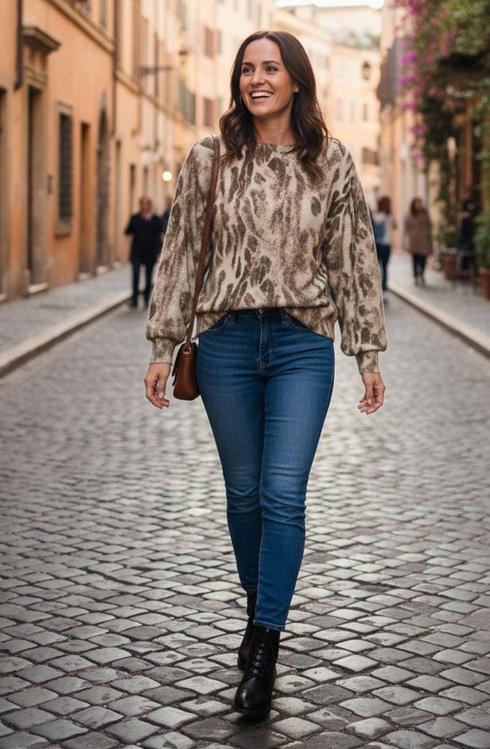 Khaki Beige Patterned Super Soft Jumper
