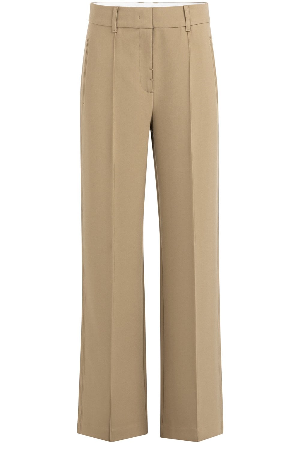 Khaki Green Raw Seam Detail Wide Leg Trousers