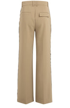 Khaki Green Raw Seam Detail Wide Leg Trousers