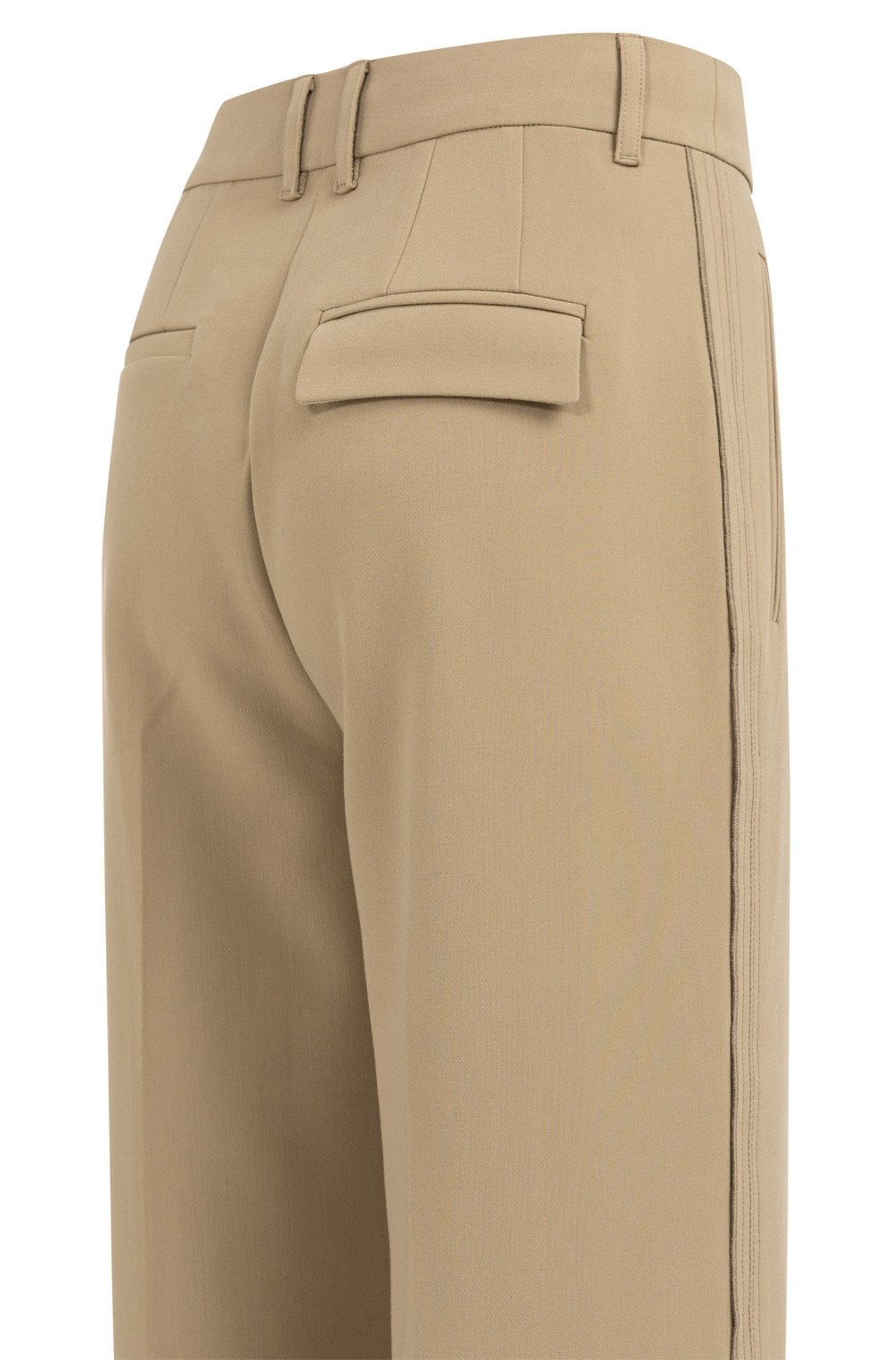 Khaki Green Raw Seam Detail Wide Leg Trousers