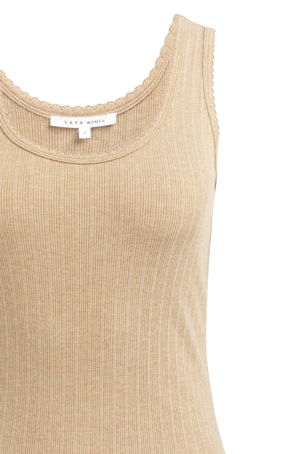 Khaki Green Ribbed Vest Top