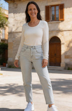 Off White Soft Jersey Long Sleeved Top
