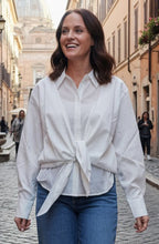 Off White Tie Front Blouse