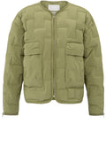 Olive Collarless Quilted Jacket