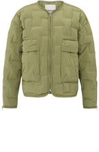 Olive Collarless Quilted Jacket