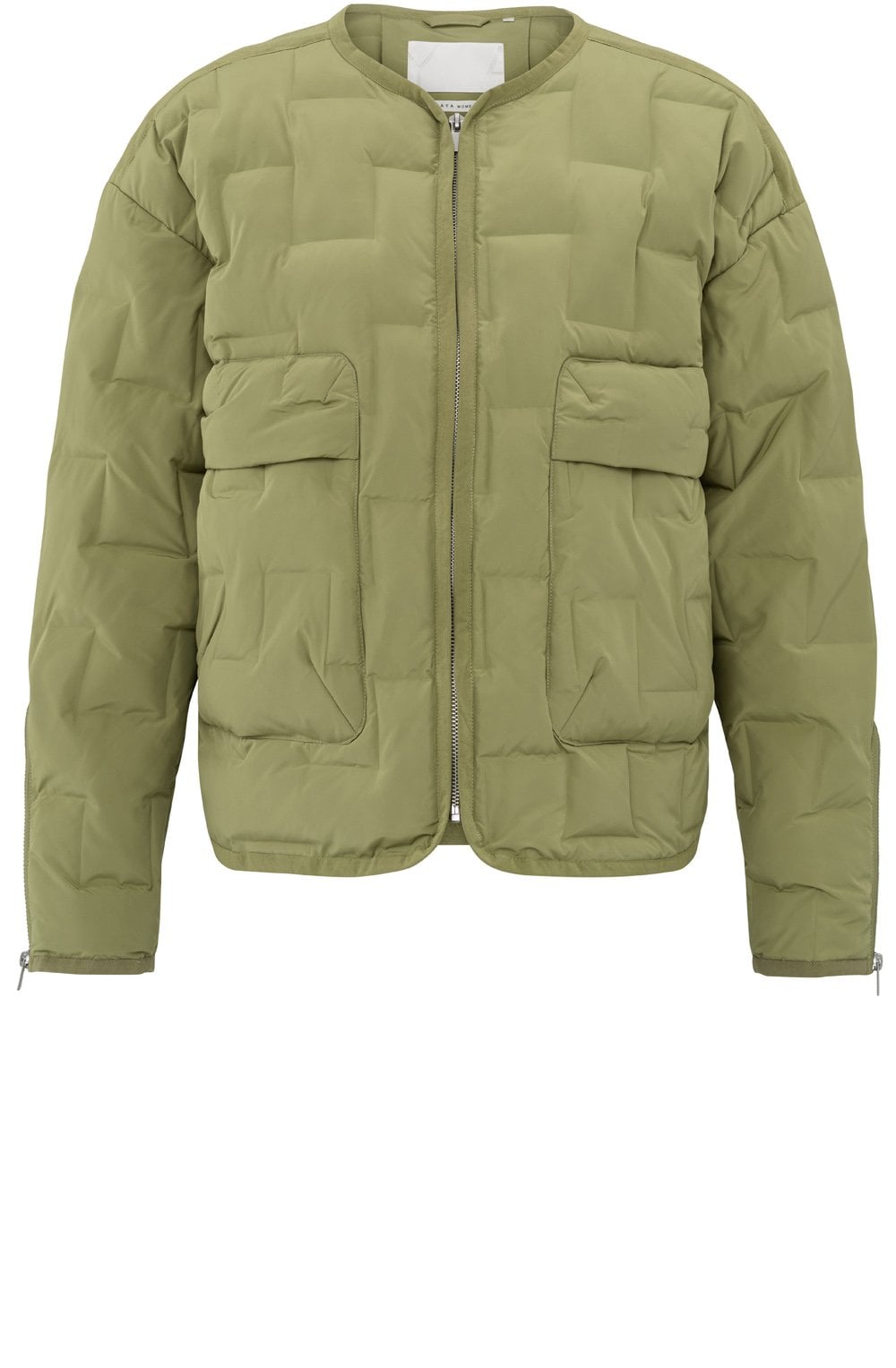 Olive Collarless Quilted Jacket