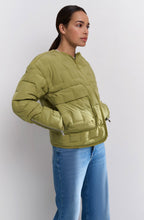 Olive Collarless Quilted Jacket
