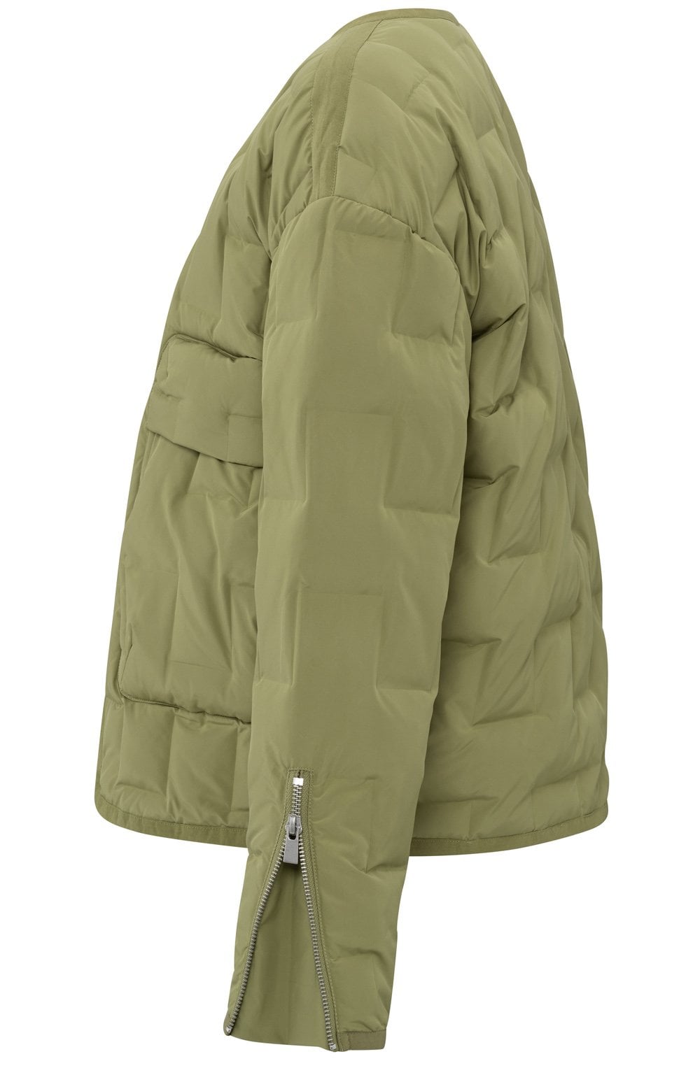 Olive Collarless Quilted Jacket