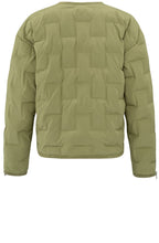 Olive Collarless Quilted Jacket